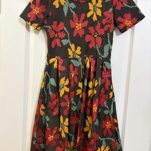 LuLaRoe Dress with Red, Yellow, Green Floral Pattern
